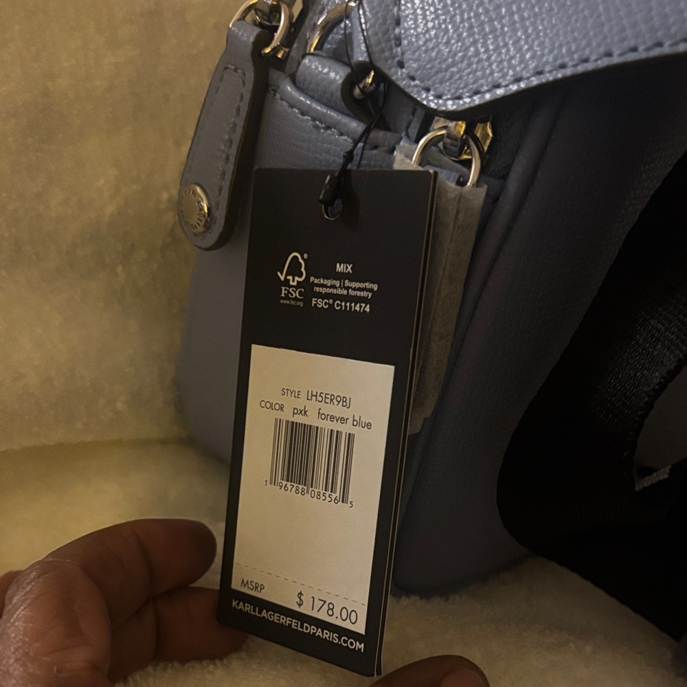 Karl Lagerfeld Light Blue Crossbody W Ear Pods Case - Picture 2 of 4